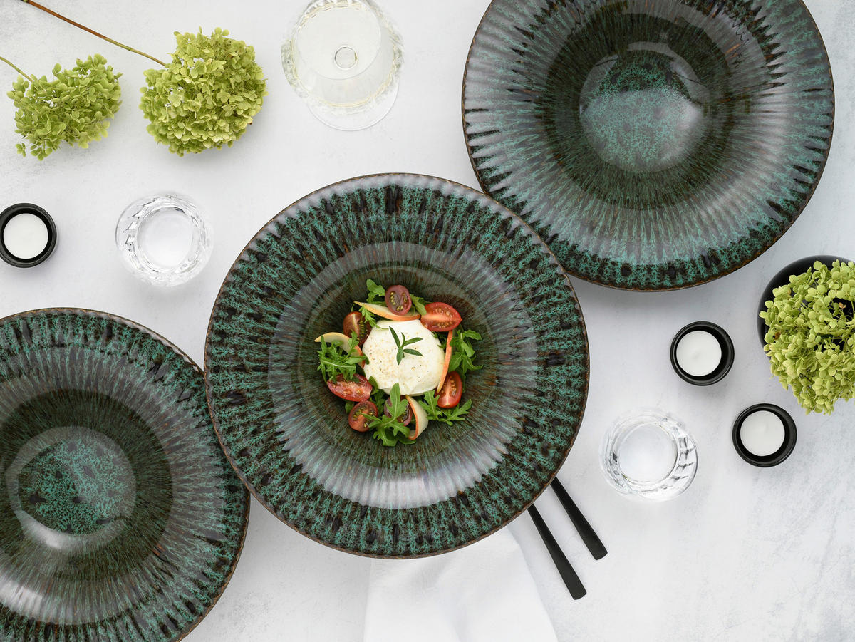 GOURMETTELLER Allegra Magic Green  30,5 cm   - Dunkelgrün/Schwarz, Basics, Keramik (30,5cm) - Creatable