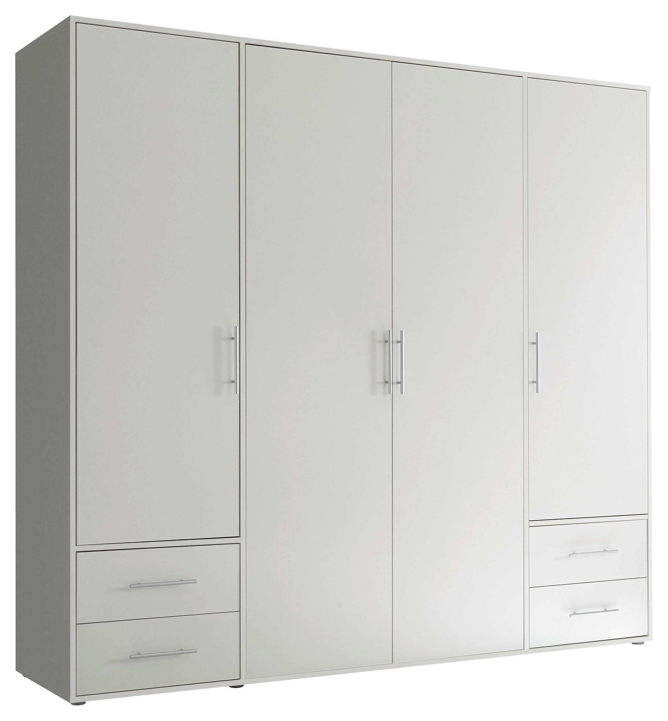 DREHTÜRENSCHRANK in Weiss  - Weiss/Alufarben, Konventionell, Holzwerkstoff/Kunststoff (206/195/60cm) - Carryhome
