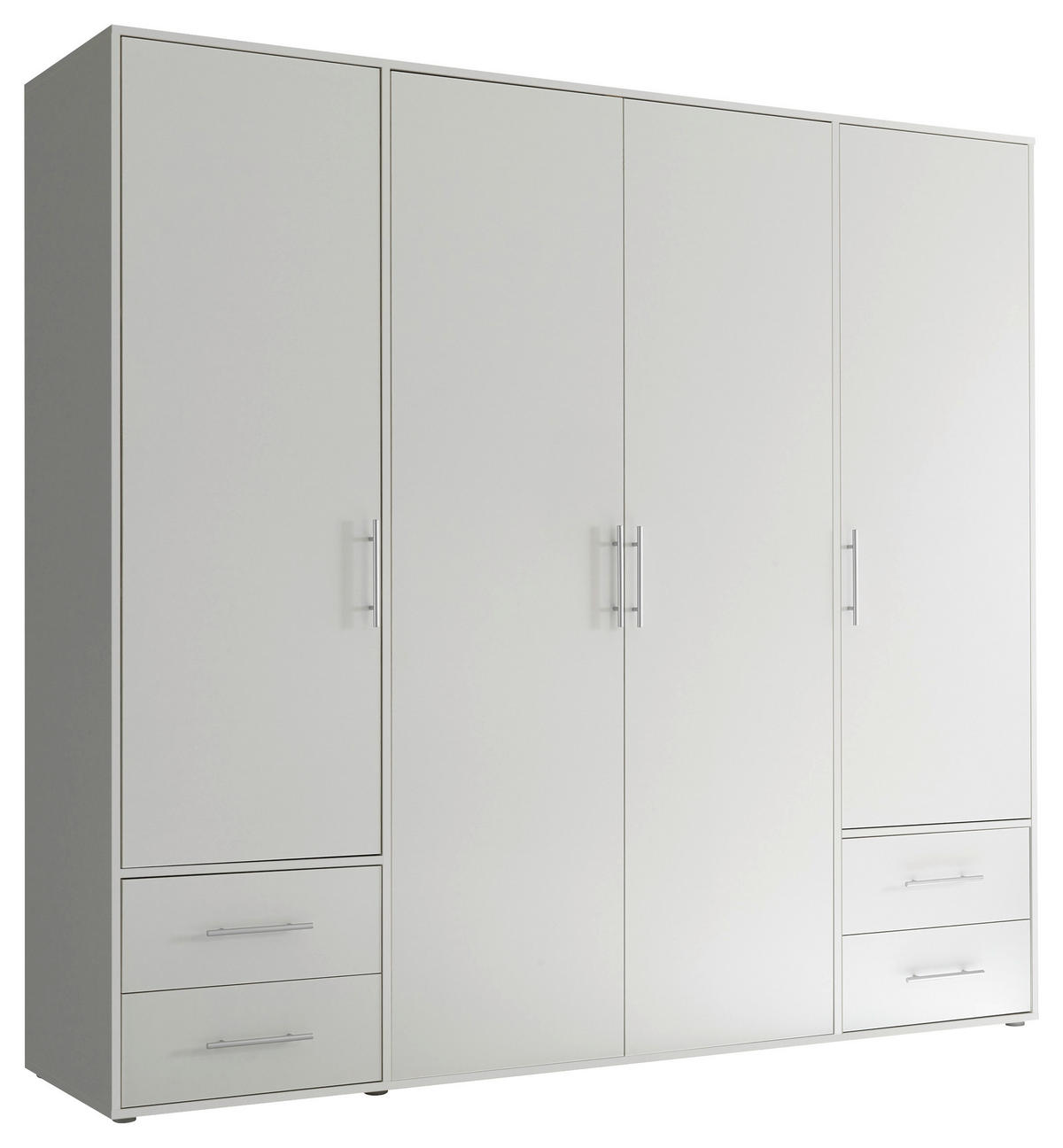 DREHTÜRENSCHRANK in Weiss  - Weiss/Alufarben, Konventionell, Holzwerkstoff/Kunststoff (206/195/60cm) - Carryhome