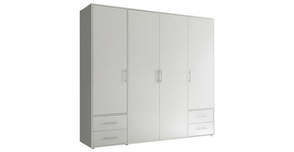 DREHTÜRENSCHRANK  in Weiß  - Alufarben/Weiß, KONVENTIONELL, Holzwerkstoff/Kunststoff (206/195/60cm) - Carryhome