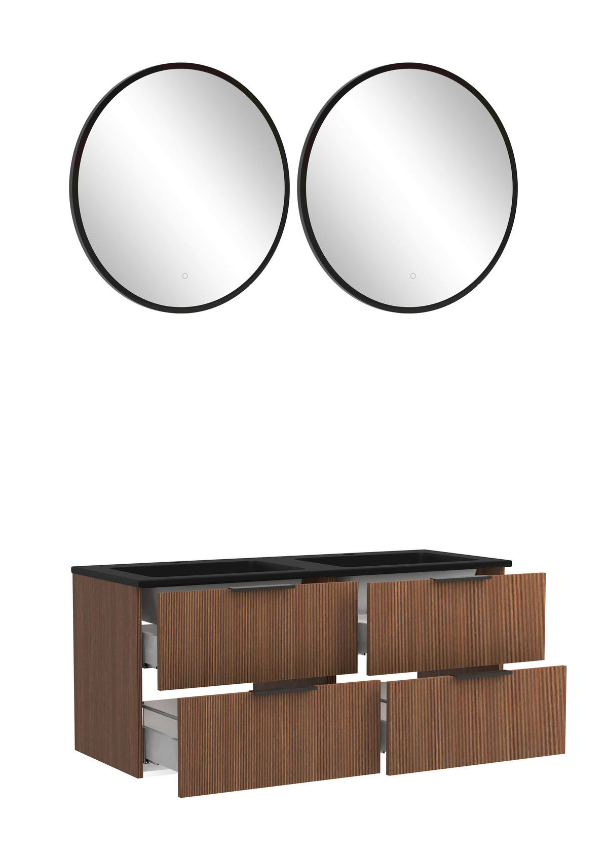 BADEZIMMER  in 120 cm  - Dunkelbraun/Schwarz, Natur, Holzwerkstoff/Stein (120cm) - Held