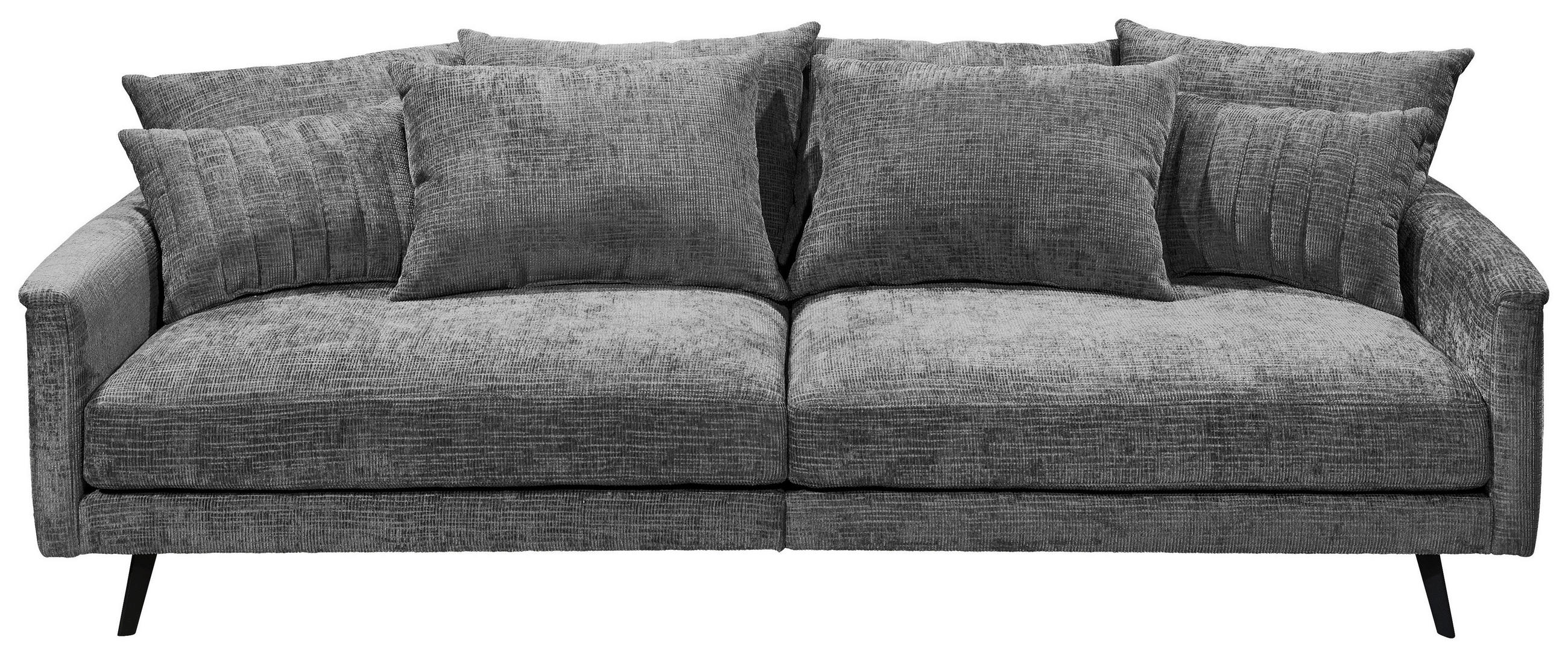 3-SITZER-SOFA Mikrovelours Graphitfarben  - Schwarz/Graphitfarben, KONVENTIONELL, Textil/Metall (249/82/125cm) - MID.YOU