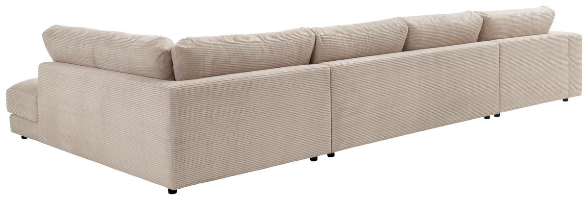 WOHNLANDSCHAFT in Cord Creme  - Creme/Schwarz, Design, Kunststoff/Textil (190/425/224cm) - Hom`in