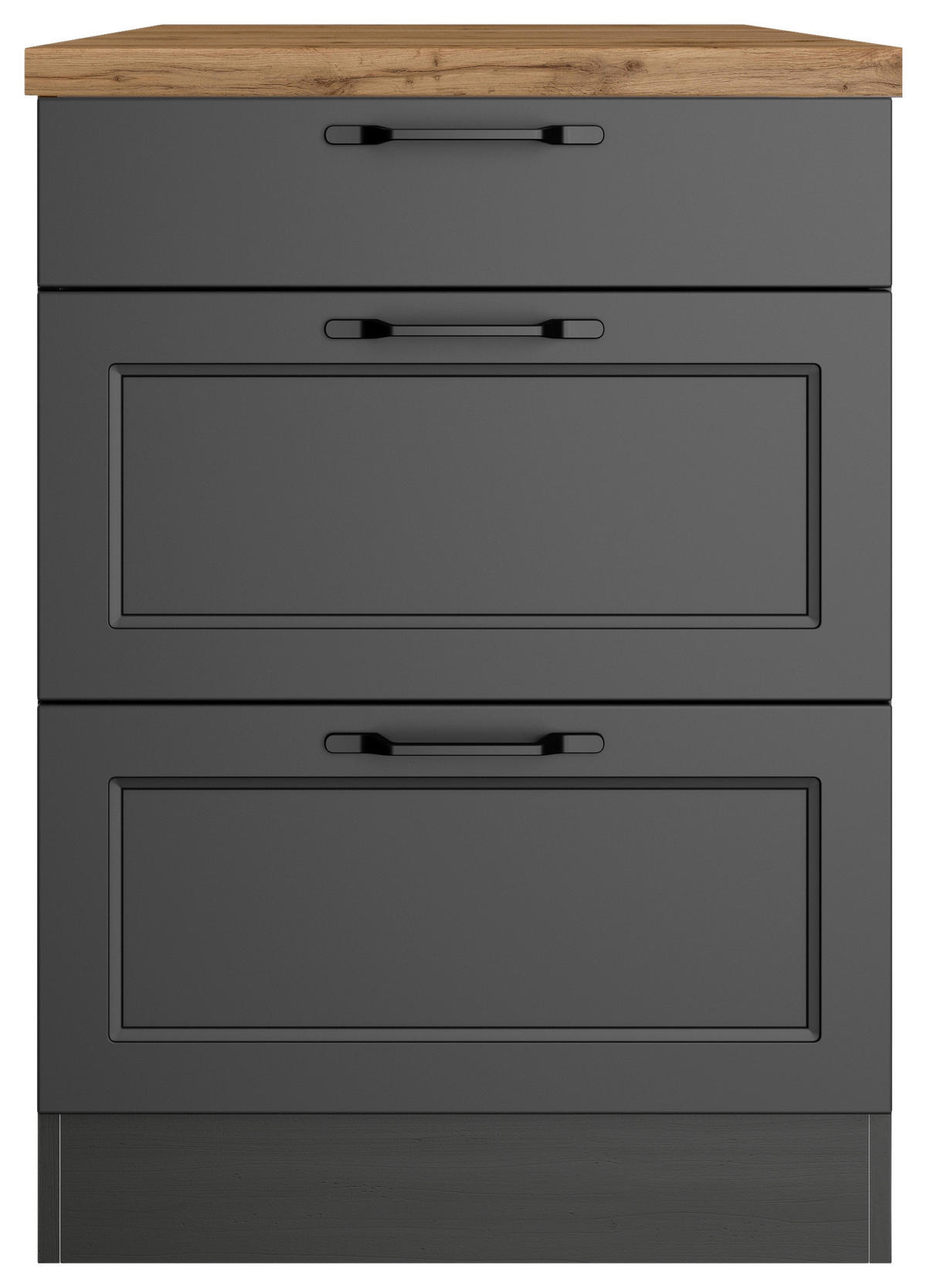 KÜCHENUNTERSCHRANK 60/86/60 cm  in Grau, Eiche Wotan  - Eiche Wotan/Schwarz, LIFESTYLE, Holzwerkstoff/Metall (60/86/60cm) - Held