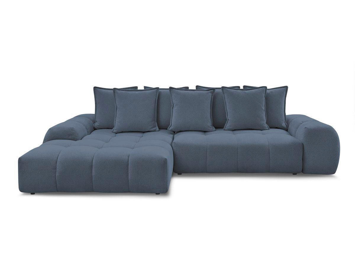 ECKSCHLAFSOFA EVEREST  mit Rücken echt, Armteil links, Armteil rechts Flachgewebe Dunkelblau  - Schwarz/Dunkelblau, MODERN, Kunststoff/Textil (180/318cm) - Livetastic