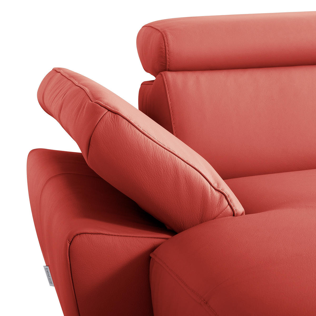 ECKSOFA Lederlook Echtleder Rot  - Chromfarben/Rot, Design, Leder/Textil (179/252cm) - Livetastic
