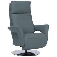 RELAXSESSEL in Leder Blaugrau  - Edelstahlfarben/Blaugrau, Design, Leder/Metall (83/112/87-174cm) - Valdera