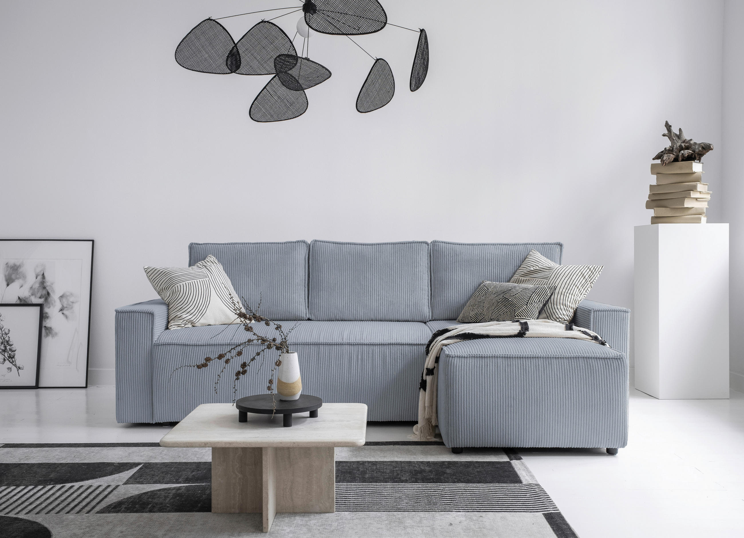 ROHOVÁ SEDAČKA, textil, světle šedá - černá/světle šedá, Design, textil/plast (250/156cm) - MID.YOU