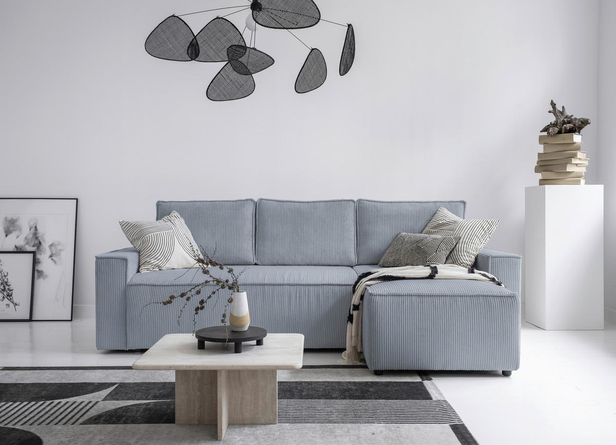 HÖRNSOFFA i manchester ljusgrå  - ljusgrå/svart, Design, textil/plast (250/156cm) - MID.YOU