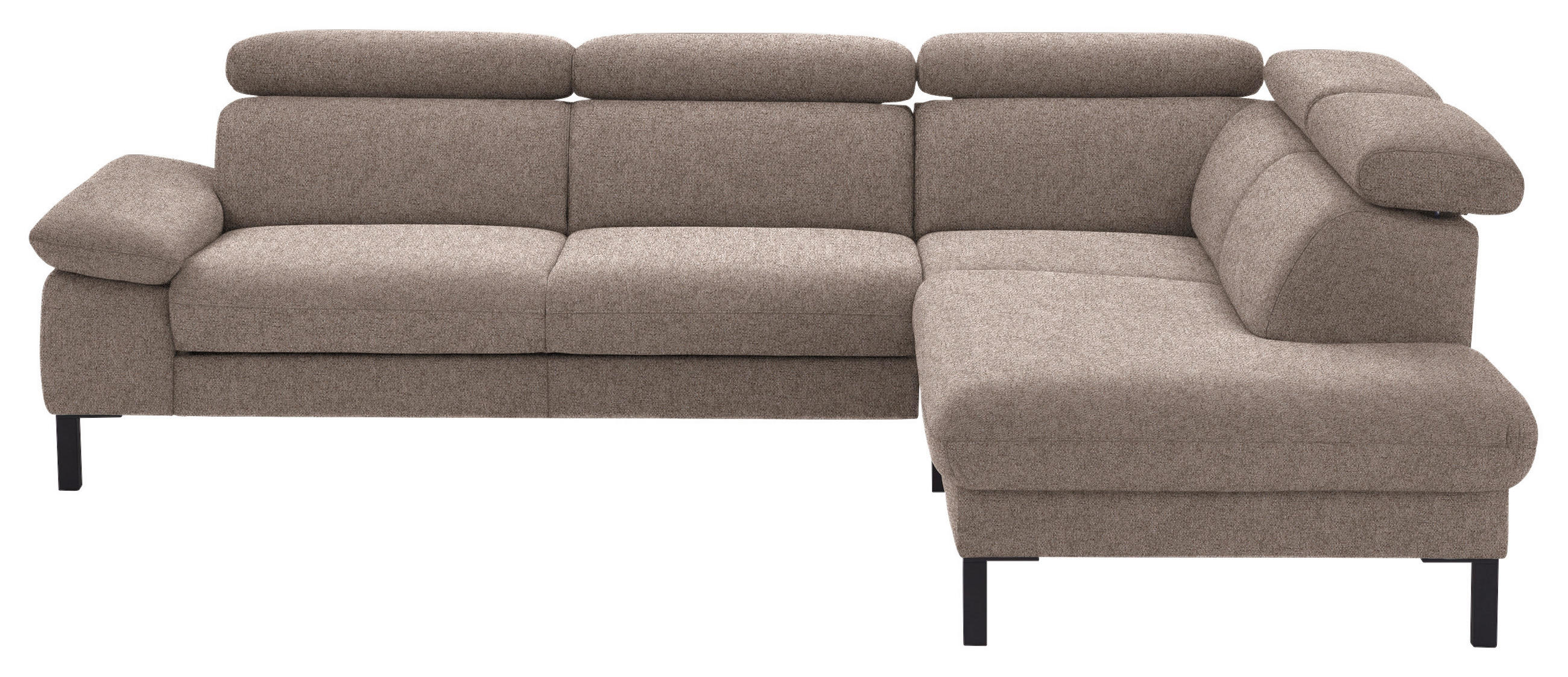 ECKSOFA in Flachgewebe Taupe  272/217 cm  - Taupe/Schwarz, Design, Holzwerkstoff/Textil (272/217cm) - Pure Home Comfort