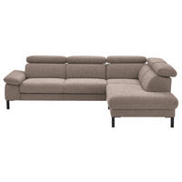 ECKSOFA in Flachgewebe Taupe  - Taupe/Schwarz, Design, Holzwerkstoff/Textil (272/217cm) - Pure Home Comfort