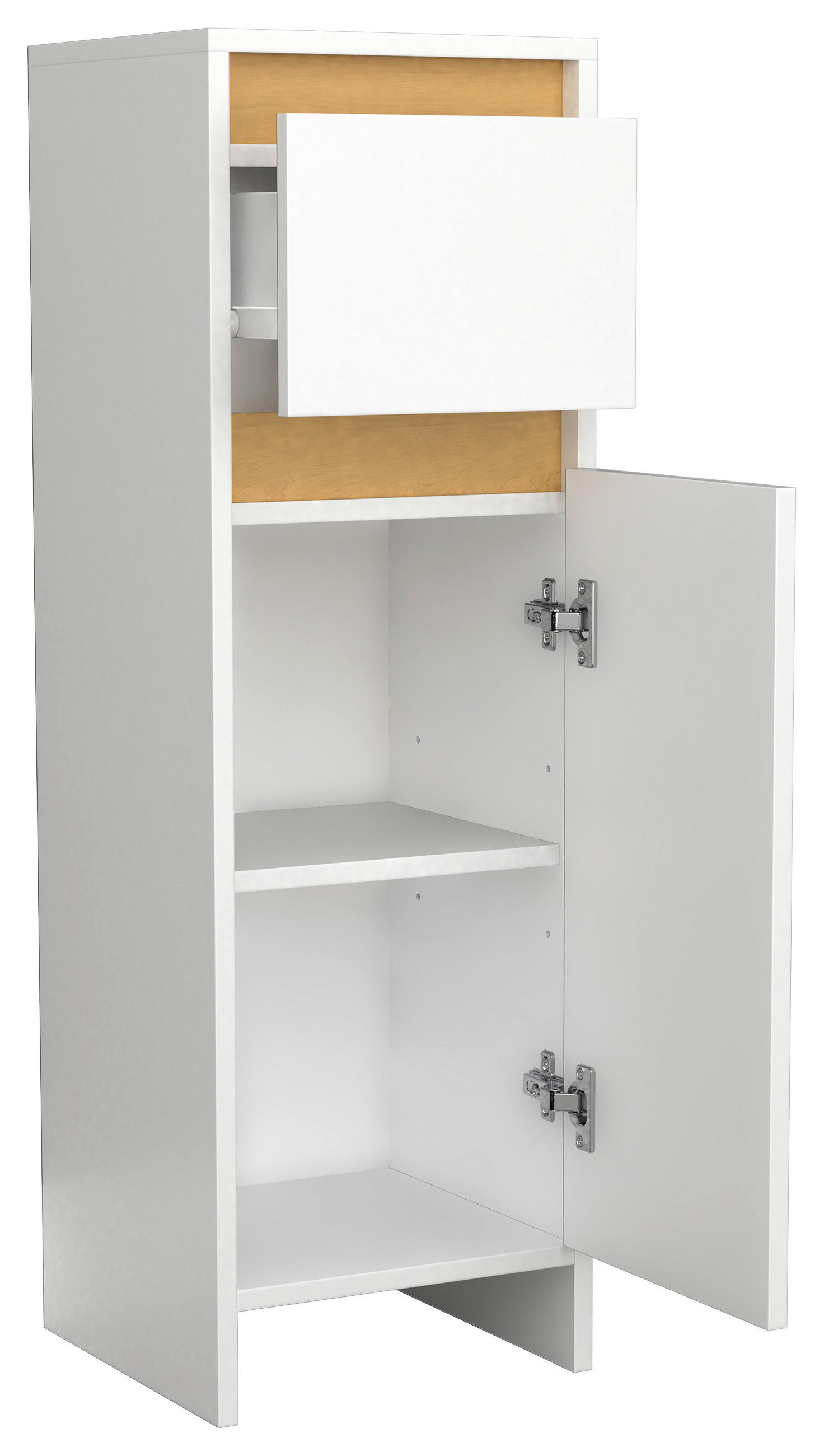 Thumbnail - Mid.you Highboard, Weiß, Honigeiche, Holzwerkstoff, 1 Fächer, 1 Schubladen, 30x95x30 cm, stehend, Badezimmer, Badezimmer...