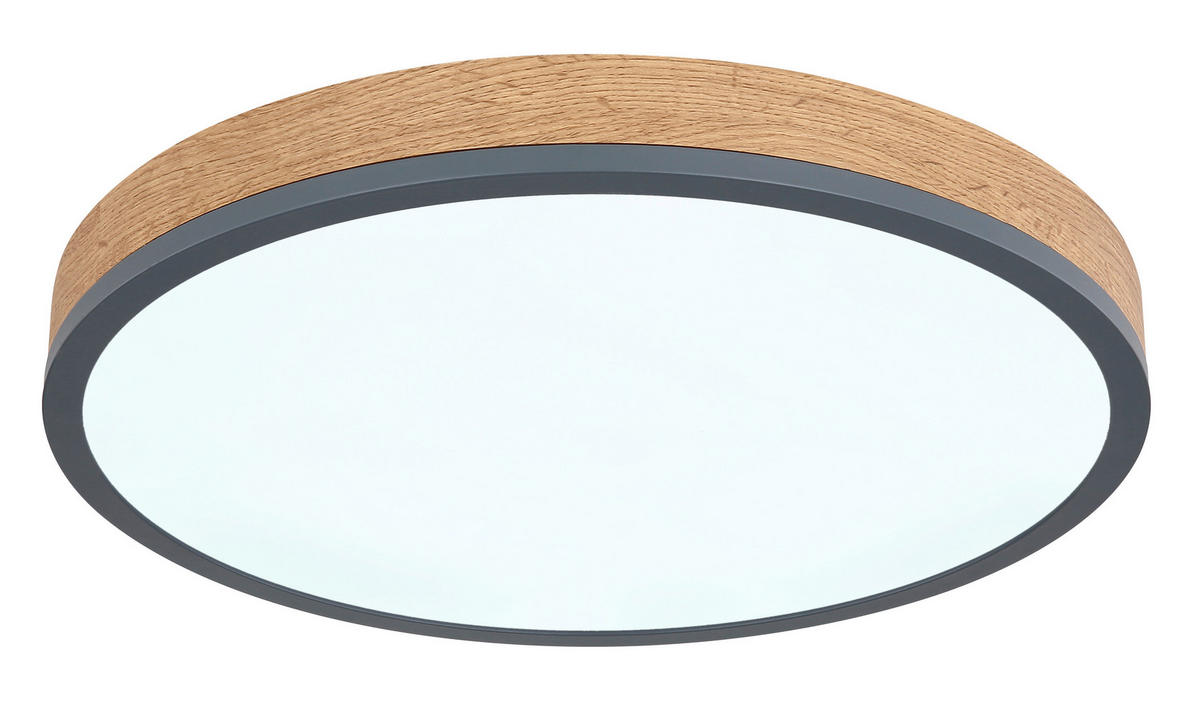STROPNÍ LED SVÍTIDLO, 45/45/8,5 cm - opál/barvy grafitu, Basics, kov/kompozitní dřevo (45/45/8,5cm) - Globo
