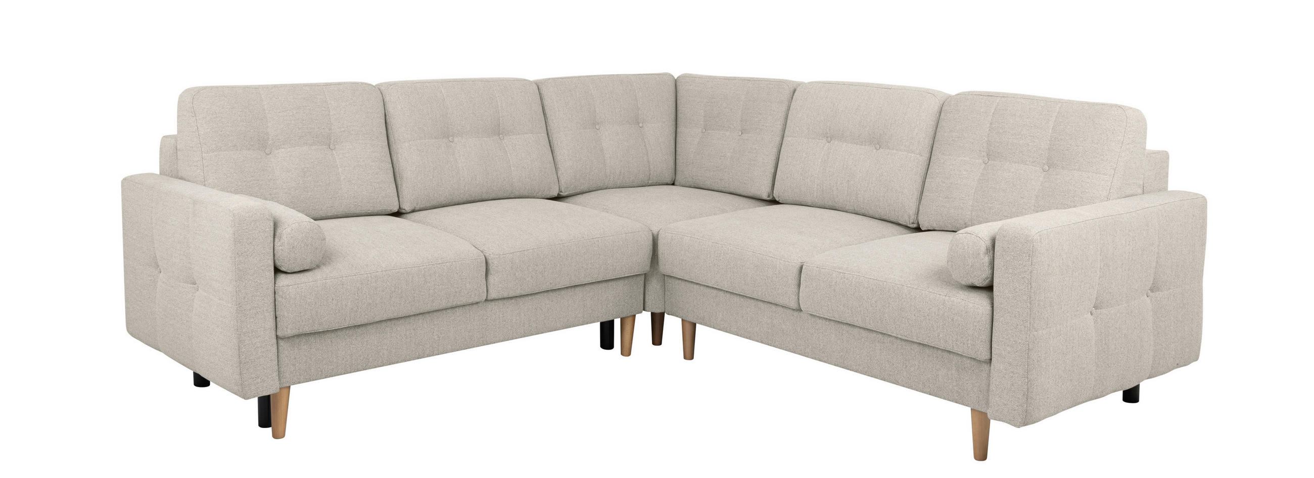 ECKSOFA  Beige  - Beige/Buchefarben, Design, Holz/Textil (242/242cm) - MID.YOU