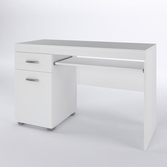 PISAĆI STOL  bijela  drvni materijal  - bijela/boje aluminija, Moderno, drvni materijal/metal (120/49.5/75.5cm)