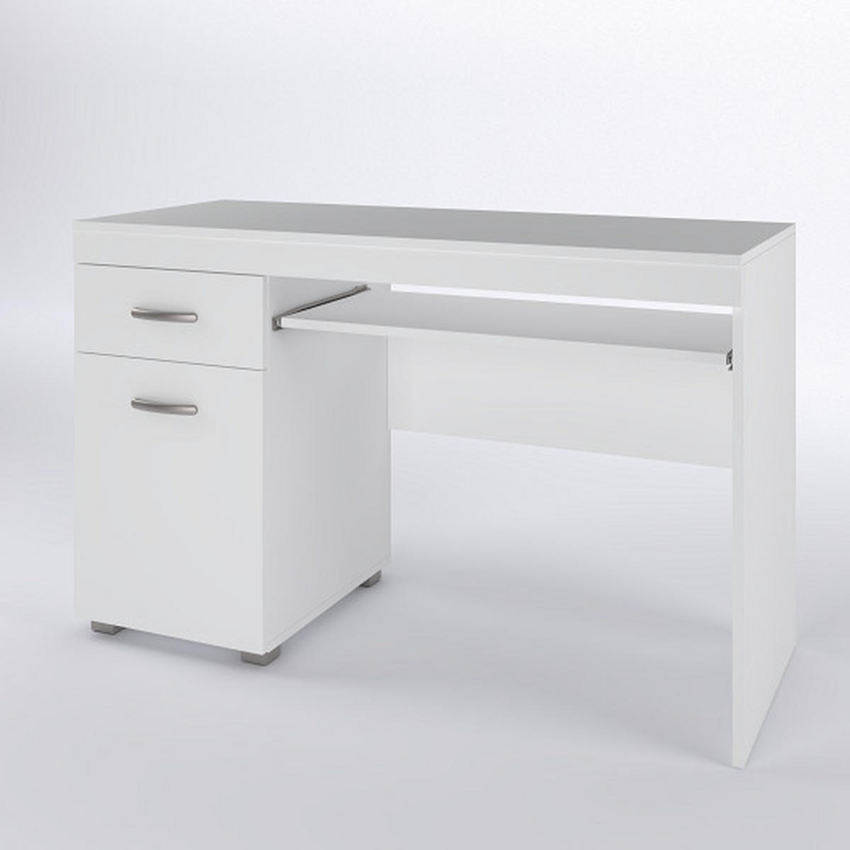 PISAĆI STOL  bijela  drvni materijal  - bijela/boje aluminija, Moderno, drvni materijal/metal (120/49.5/75.5cm)