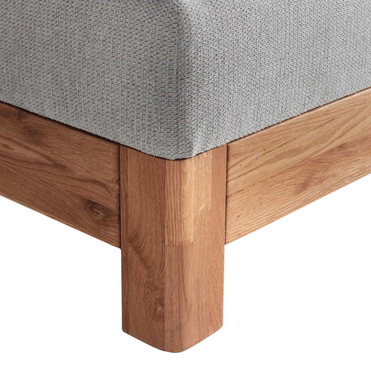 Boxspring, 160/200 cm, gri - bej/culoare lemn stejar, Konventionell, lemn/textil (160/200cm) - Valnatura