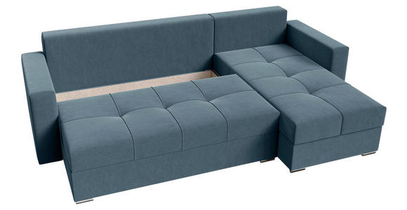 ECKSOFA  in Samt Blau  - Chromfarben/Blau, KONVENTIONELL, Kunststoff/Textil (233/140cm) - Carryhome