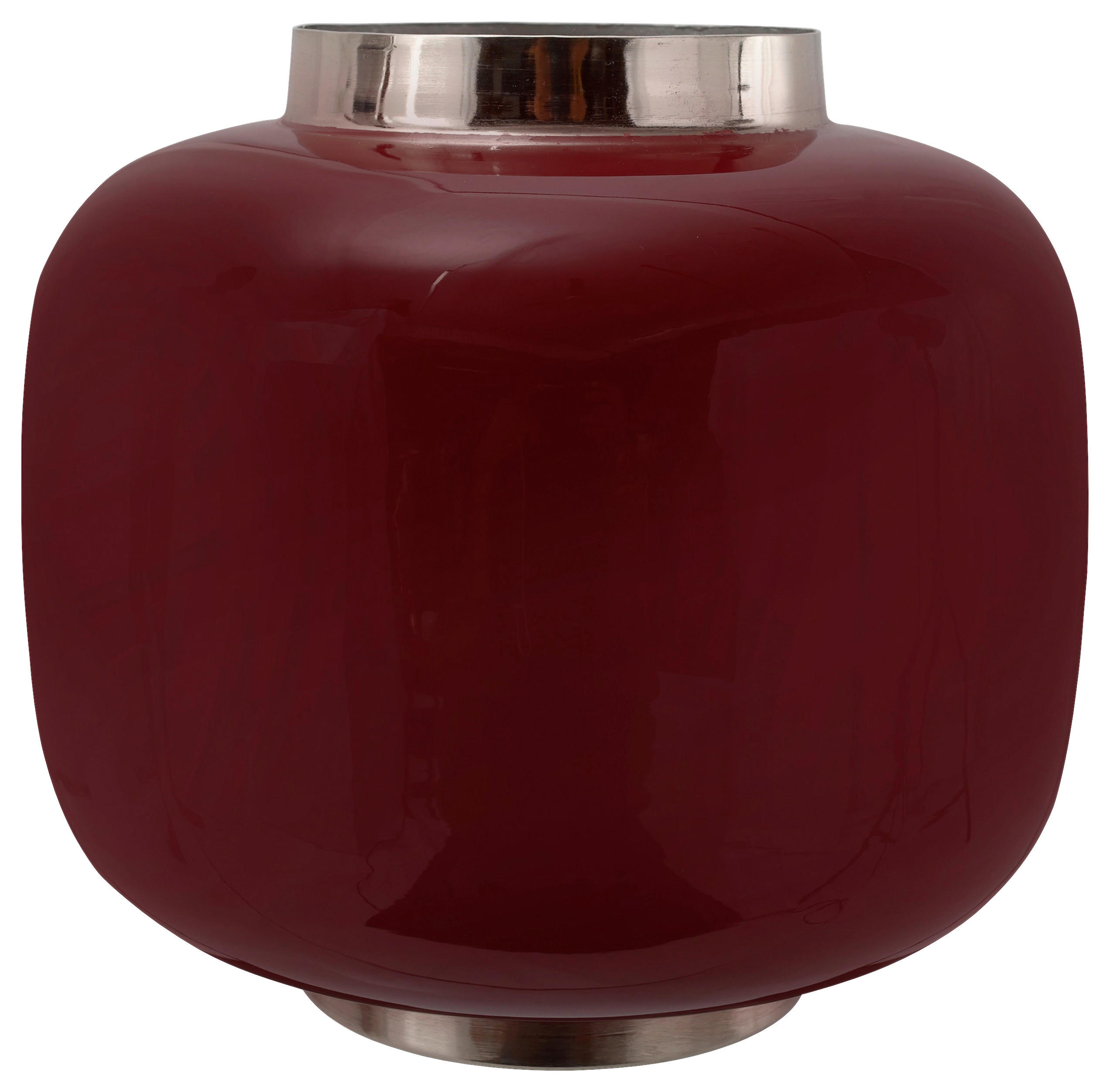 VASE  - Pflaume/Silberfarben, Trend, Metall (20/20/19cm) - Kayoom