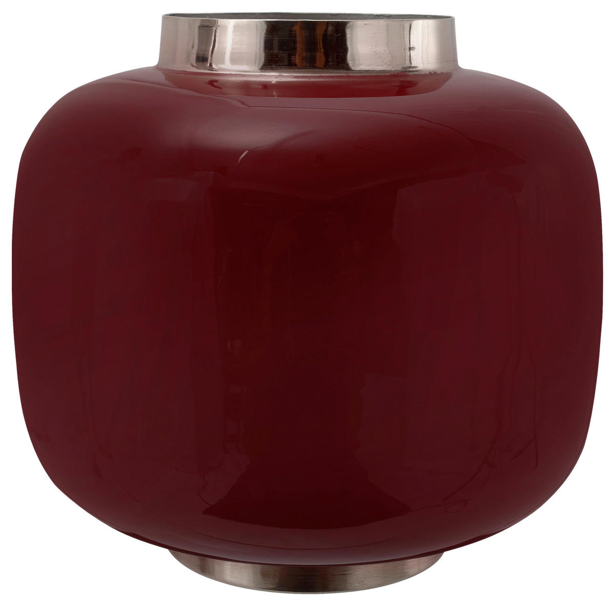 VASE  - Pflaume/Silberfarben, Trend, Metall (20/20/19cm) - Kayoom