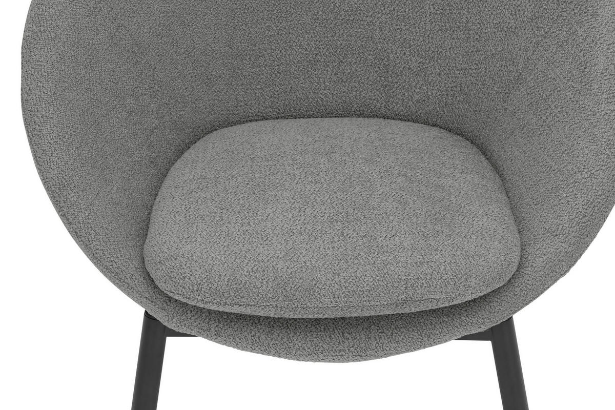 SESSEL in Bouclé Grau  - Schwarz/Grau, Design, Textil/Metall (77/77/64cm) - P & B