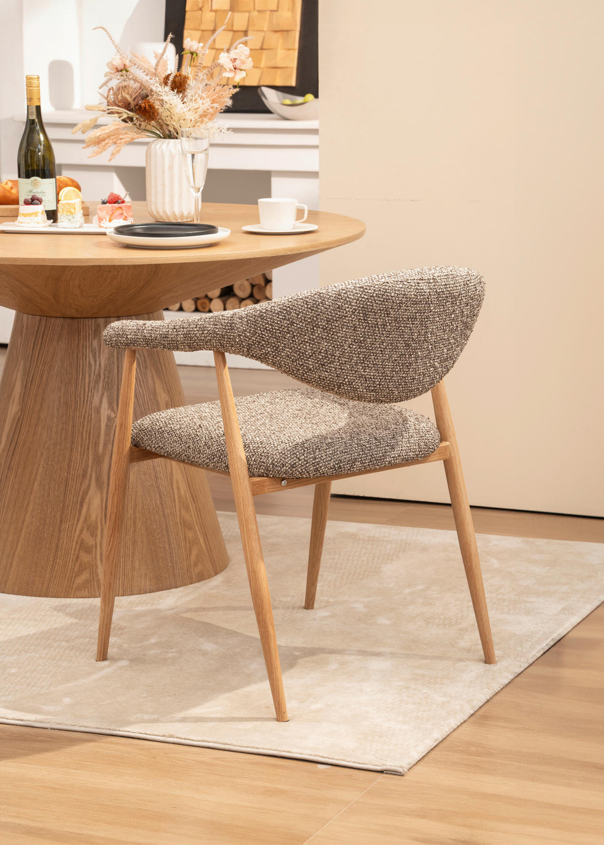 ARMLEHNSTUHL  Stoffauswahl Bouclé  Braun, Eichefarben  - Eichefarben/Braun, Design, Textil/Metall (58/78/60cm) - Lomoco