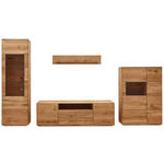 WOHNWAND  in Eichefarben  350/201/48 cm  - Eichefarben/Silberfarben, KONVENTIONELL, Glas/Holz (350/201/48cm) - Linea Natura