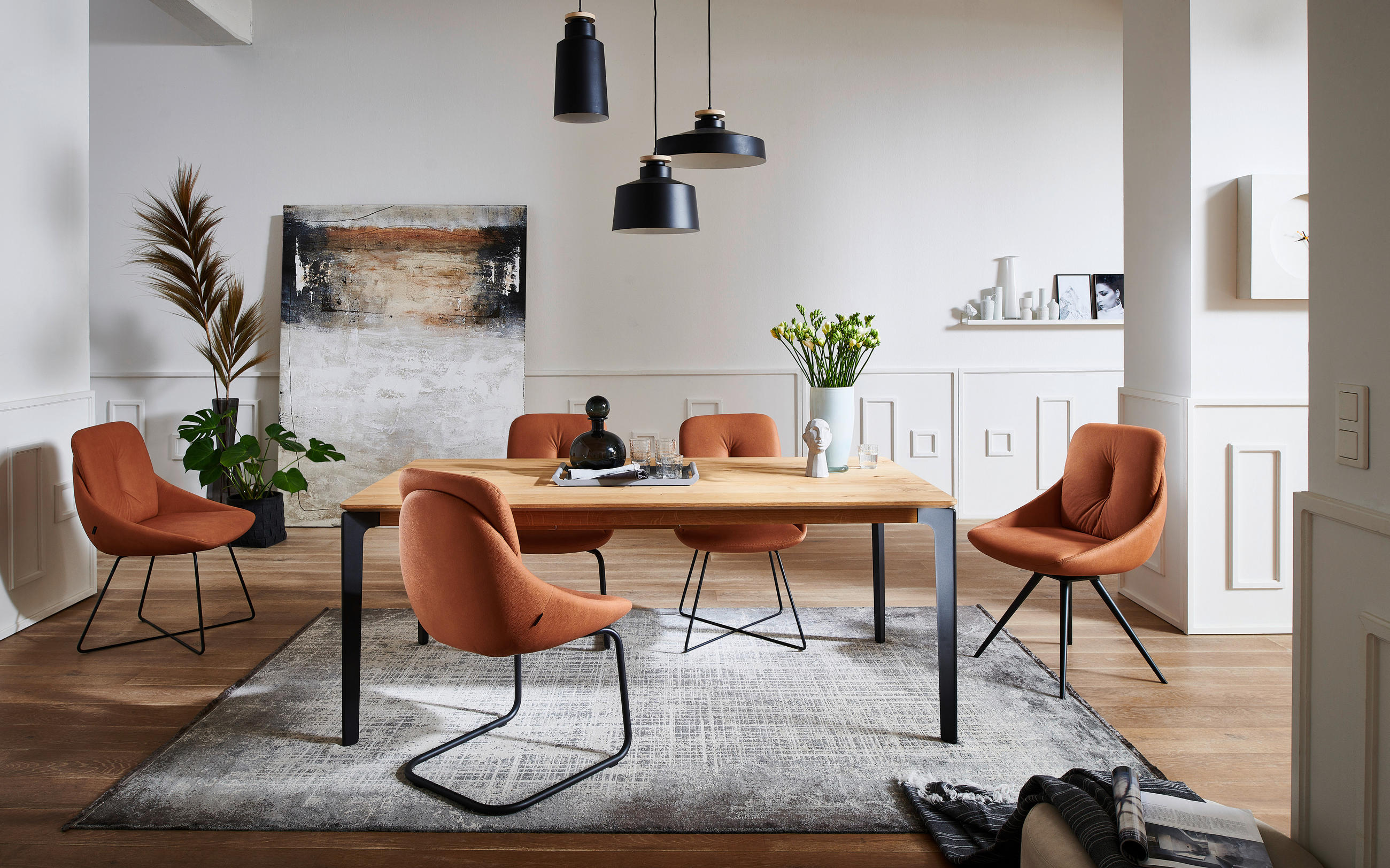 SCHWINGSTUHL  in Stahl Mikrofaser  - Cognac/Anthrazit, Design, Textil/Metall (55/90/64cm) - Venjakob