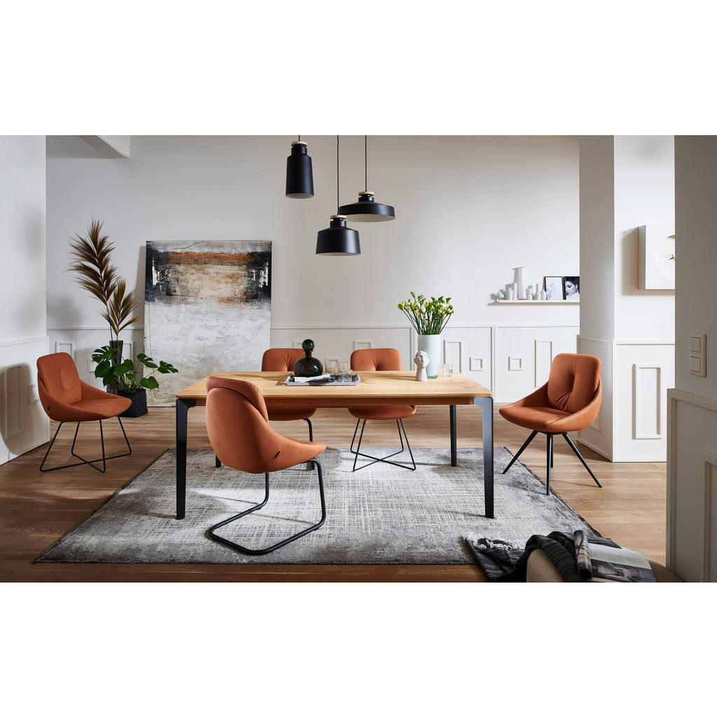 Thumbnail - Venjakob Schwingstuhl, Anthrazit, Orange, Cognac, Metall, Textil, Rundrohr, C-Form, 55x90x64 cm, Goldenes M, Made in Ger...