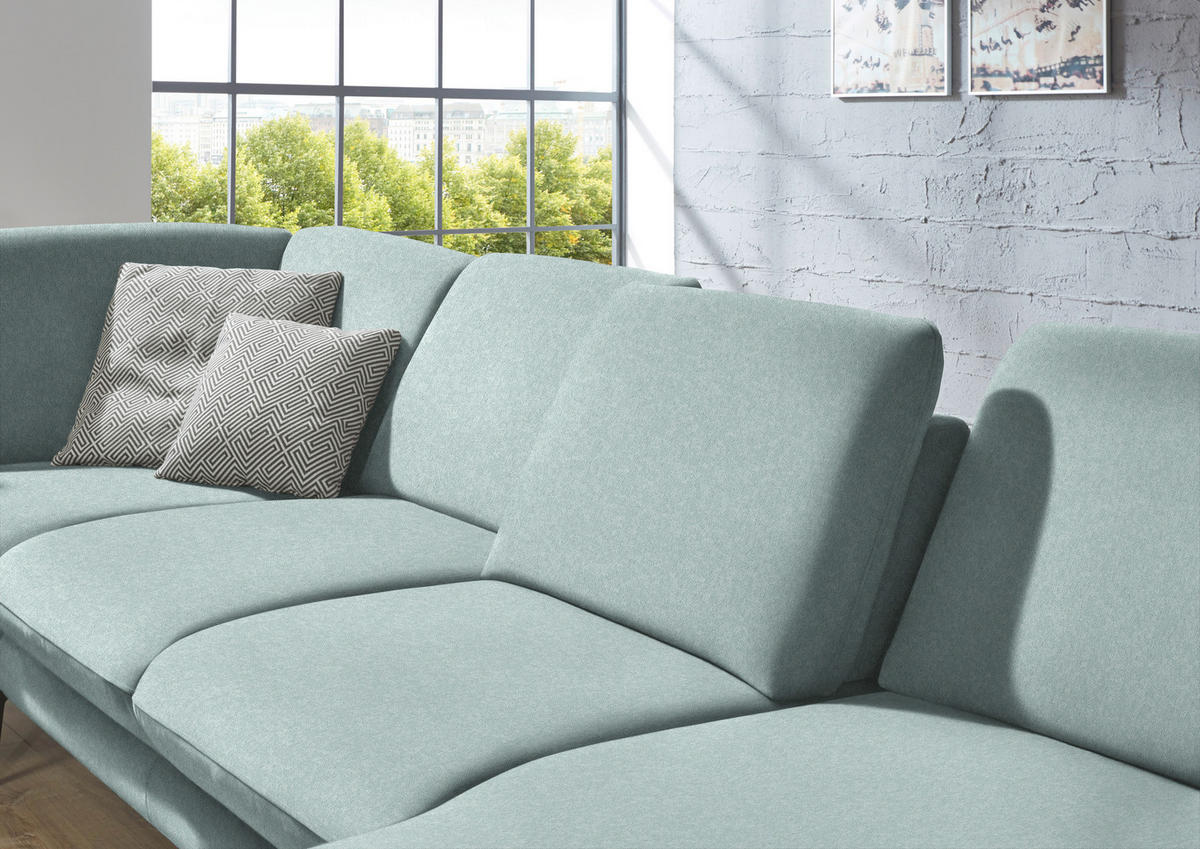 WOHNLANDSCHAFT in Webstoff Mintgrün  - Schwarz/Mintgrün, Design, Textil/Metall (208/344/180cm) - Dieter Knoll