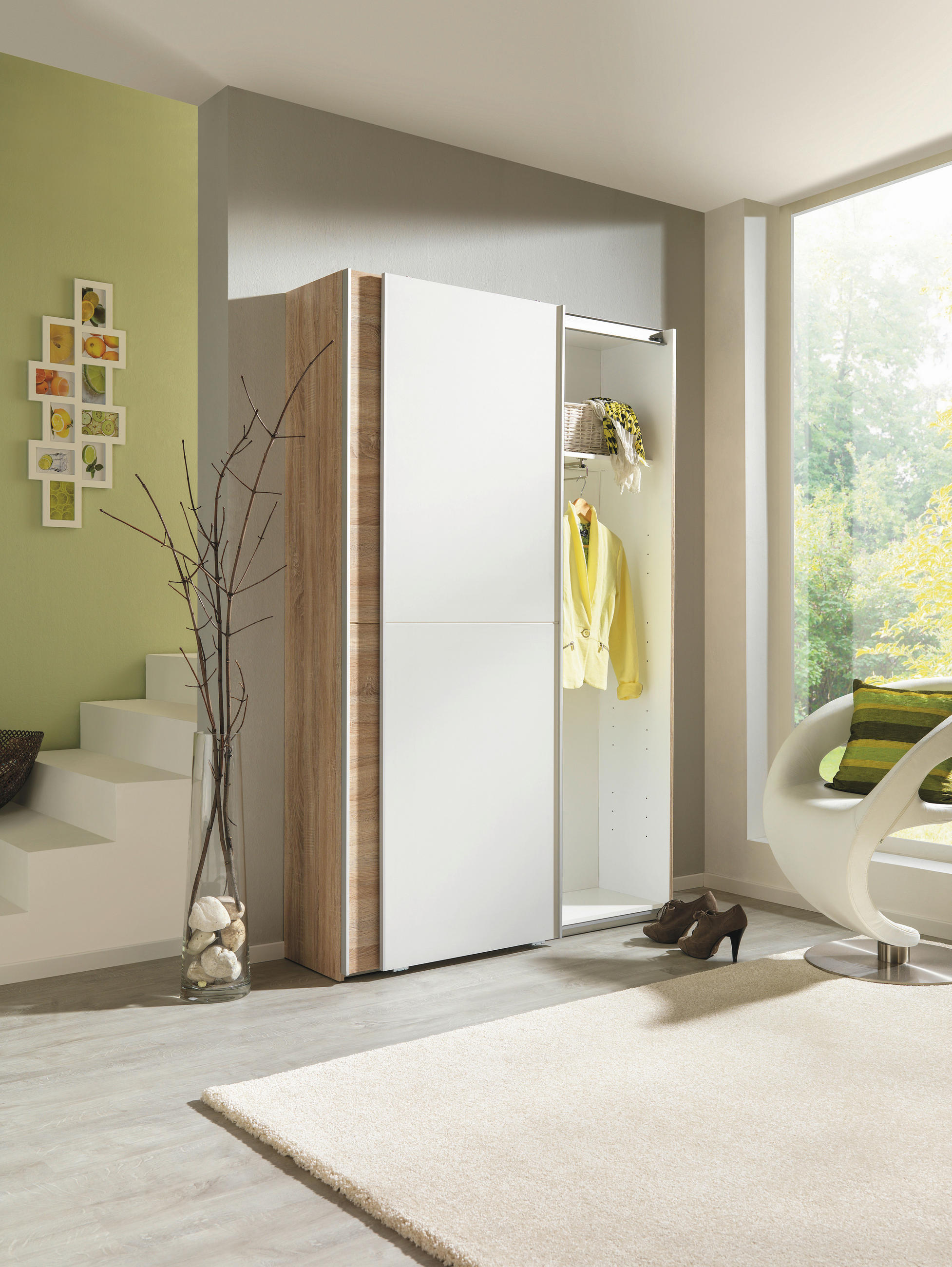 MULTISKÅP 125/195/38 cm 2-dörrar - vit/Sonoma ek, Design, trämaterial (125/195/38cm) - Best Price