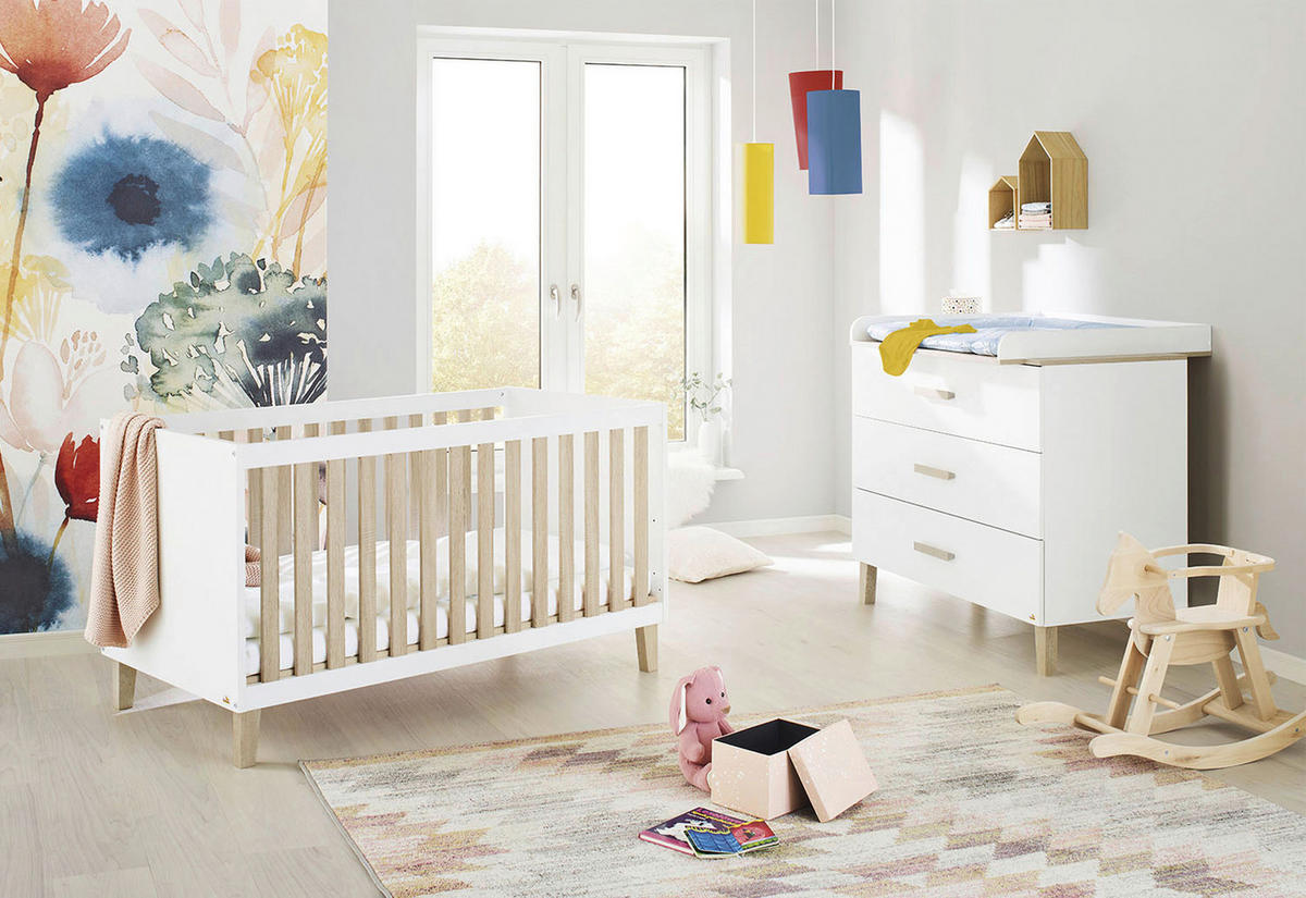 WICKELKOMMODE LUMI 110/101/56-77 cm  - Eichefarben/Weiß, Design, Holz/Holzwerkstoff (110/101/56-77cm) - Pinolino