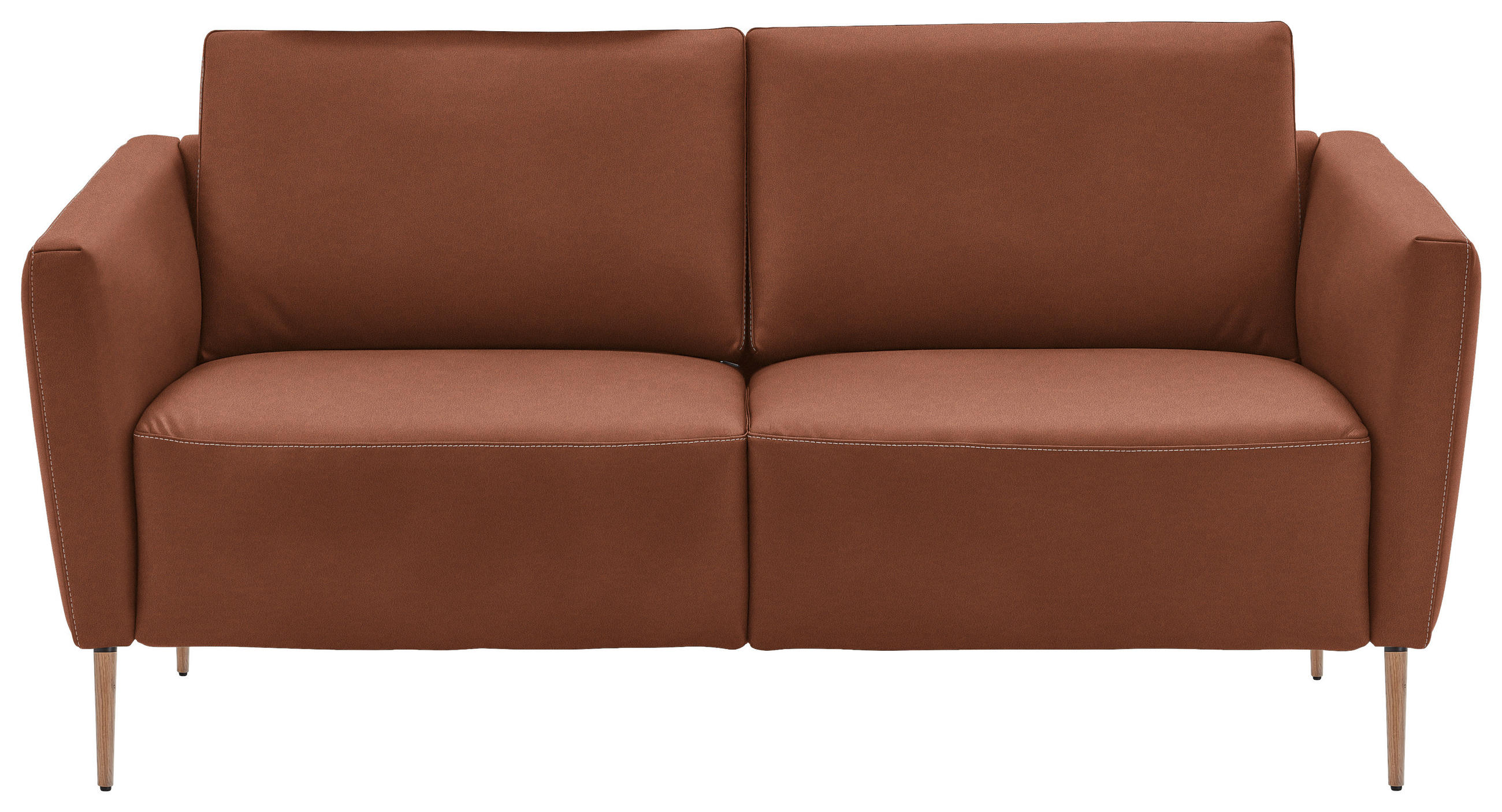 2-SITZER-SOFA  in Echtleder Cognac   - Eichefarben/Cognac, Natur, Leder/Holz (182/86/87cm) - Valnatura