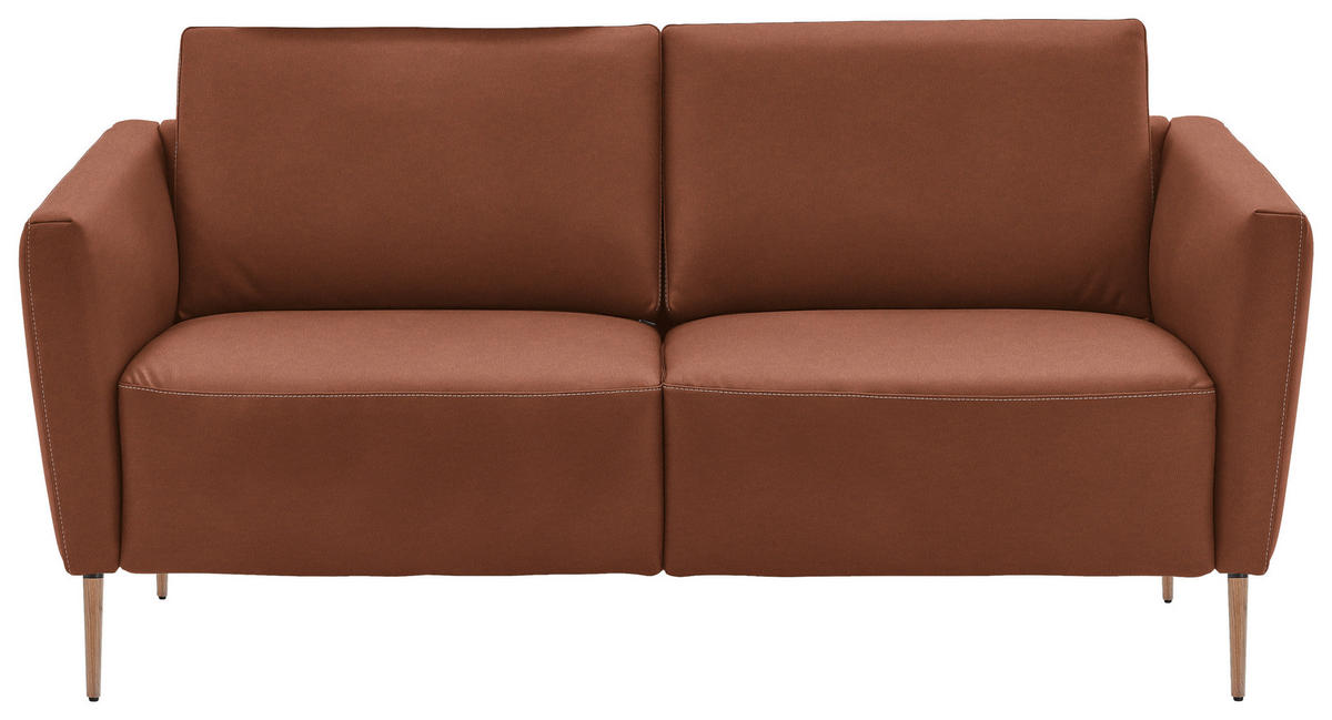 2-SITZER-SOFA  in Echtleder Cognac   - Eichefarben/Cognac, Natur, Leder/Holz (182/86/87cm) - Valnatura