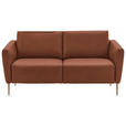 2-SITZER-SOFA  in Echtleder Cognac   - Eichefarben/Cognac, Natur, Leder/Holz (182/86/87cm) - Valnatura