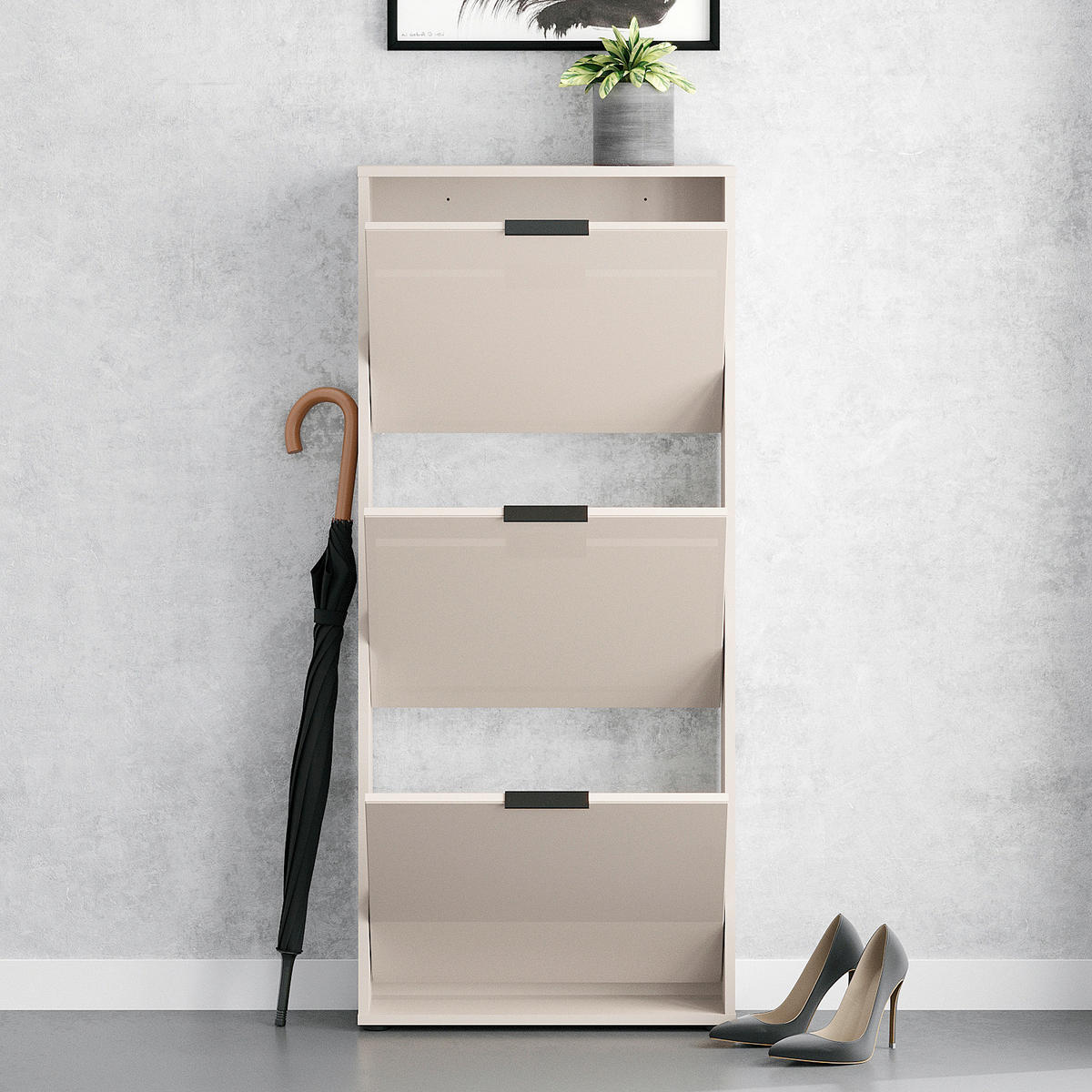 SCHUHKIPPER - Kaschmir/Schwarz, MODERN, Glas/Holzwerkstoff (60/137/17cm) - Boxxx