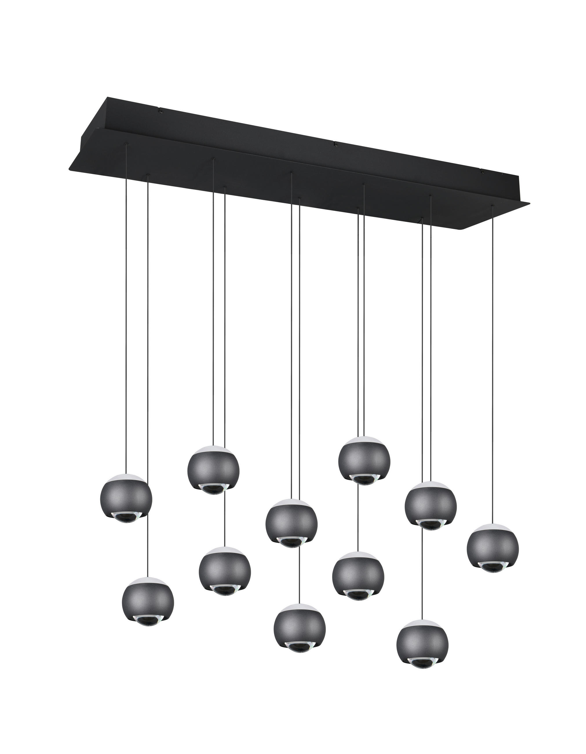 LED-HÄNGELEUCHTE Musterring 114/30/200 cm   - Transparent/Schwarz, Design, Kunststoff/Metall (114/30/200cm) - Musterring