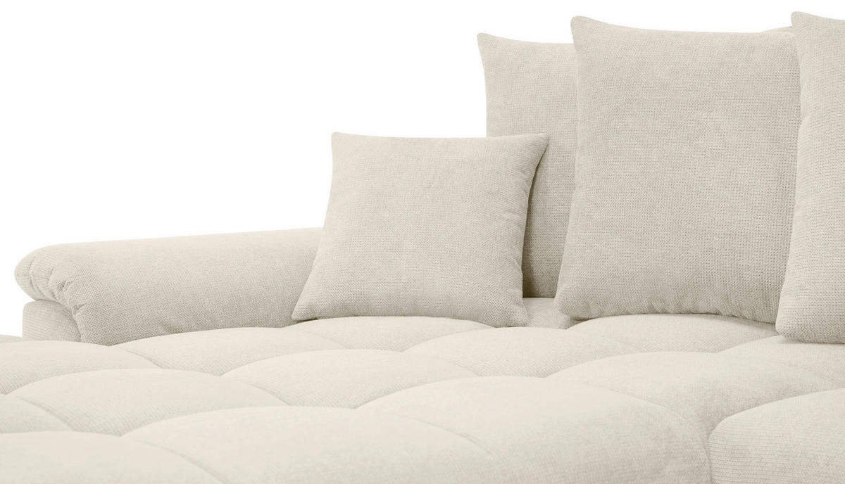 ECKSOFA in Flachgewebe, Mikrofaser Creme  - Chromfarben/Creme, Design, Kunststoff/Textil (198/312cm) - Livetastic