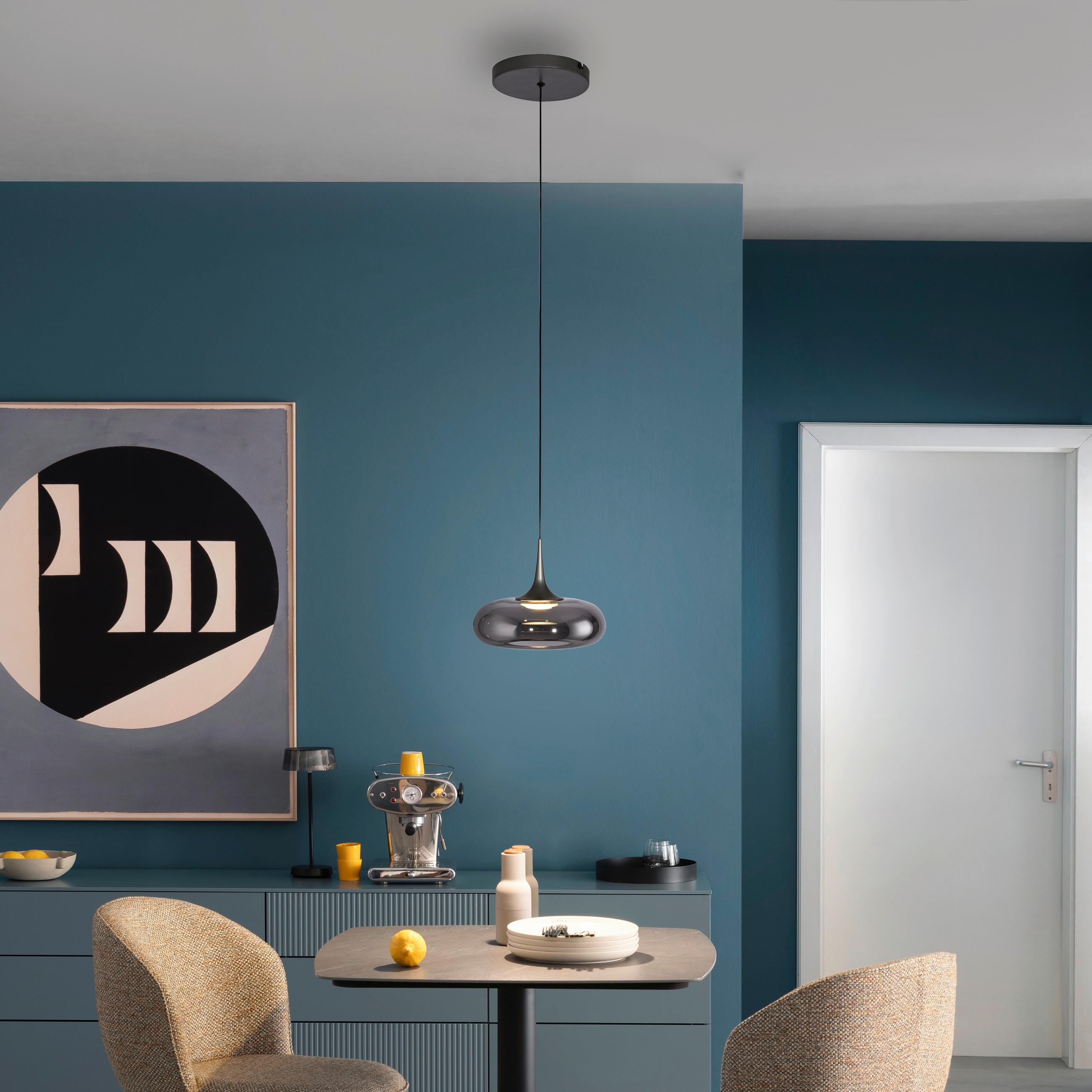 LED-PENDELLEUCHTE SW POSH 22/22/200 cm   - Grau, Design, Glas/Kunststoff (22/22/200cm) - Schöner Wohnen