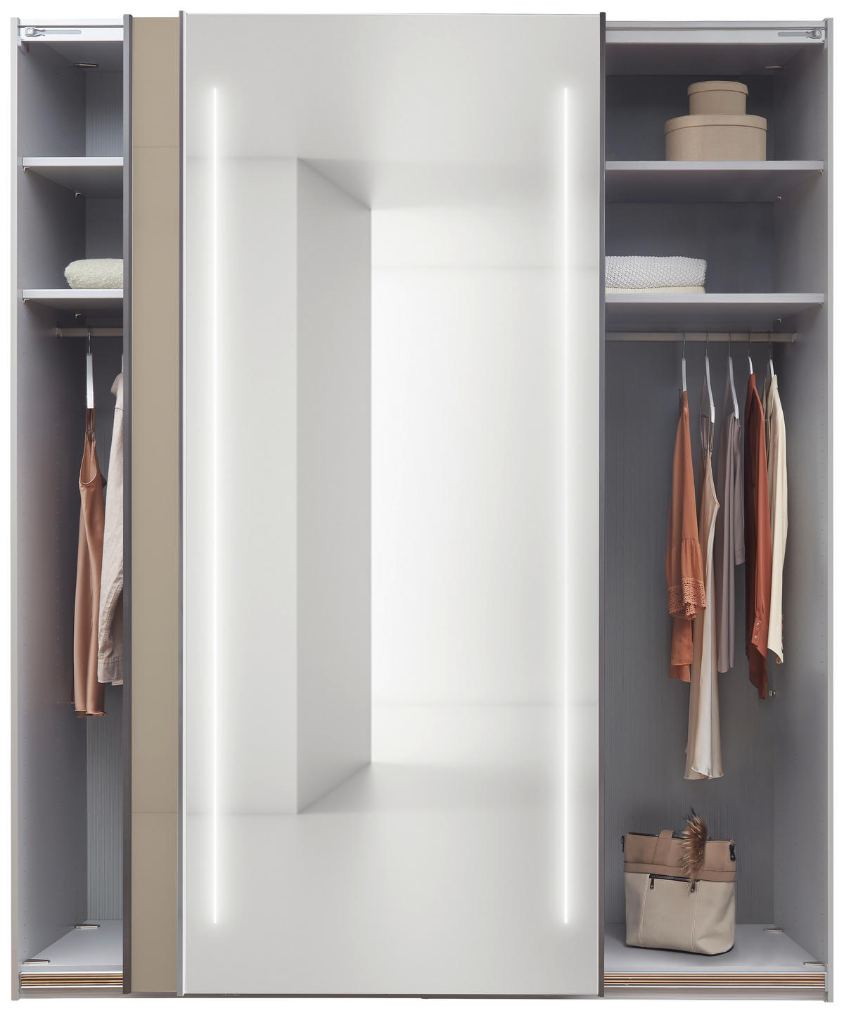 SCHWEBETÜRENSCHRANK 200/236/68 cm,  in Grau, 2 Tür(en)  - Chromfarben/Grau, Design, Glas/Holzwerkstoff (200/236/68cm) - Dieter Knoll