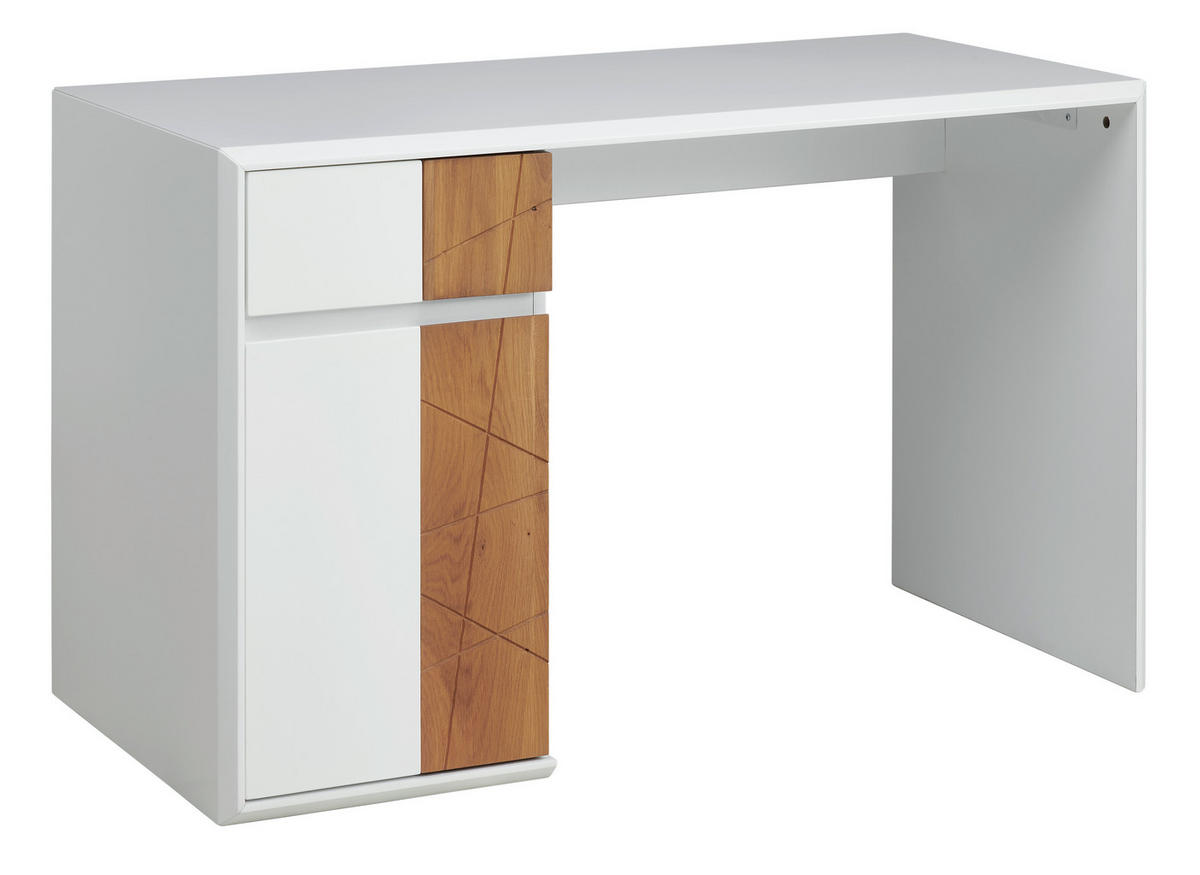 PISALNA MIZA les, leseni material bela, barve hrasta  - barve hrasta/bela, Moderno, leseni material/les (121/76/58cm) - MID.YOU