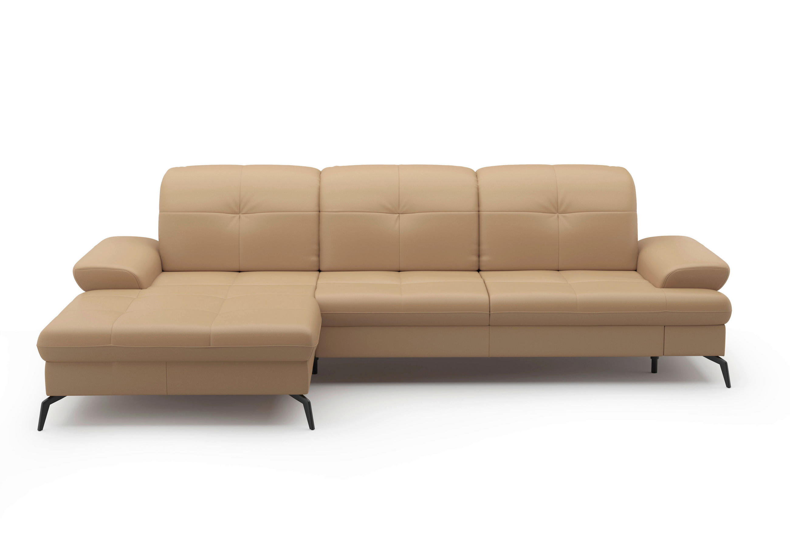 ECKSOFA in Vliesstoff Kombination Echtleder/Stoff Cappuccino  - Schwarz/Cappuccino, Konventionell, Leder/Textil (185/279cm) - Sit & More