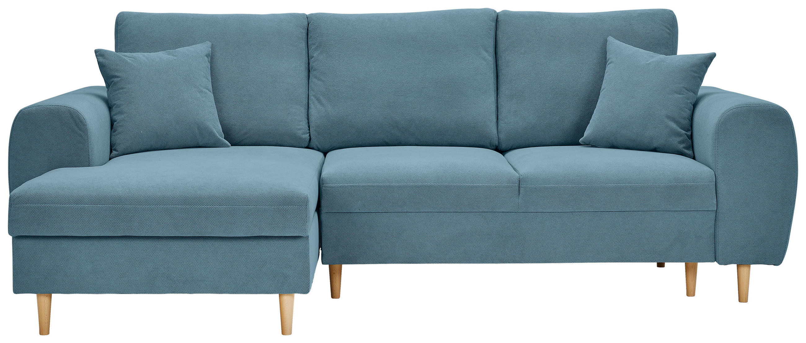 ECKSOFA in Webstoff Blau  - Blau/Naturfarben, Konventionell, Holz/Textil (145/250cm) - MID.YOU