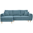 ECKSOFA in Webstoff Blau  - Blau/Naturfarben, KONVENTIONELL, Holz/Textil (145/250cm) - Carryhome