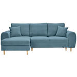 ECKSOFA in Webstoff Blau  - Blau/Naturfarben, KONVENTIONELL, Holz/Textil (145/250cm) - Carryhome