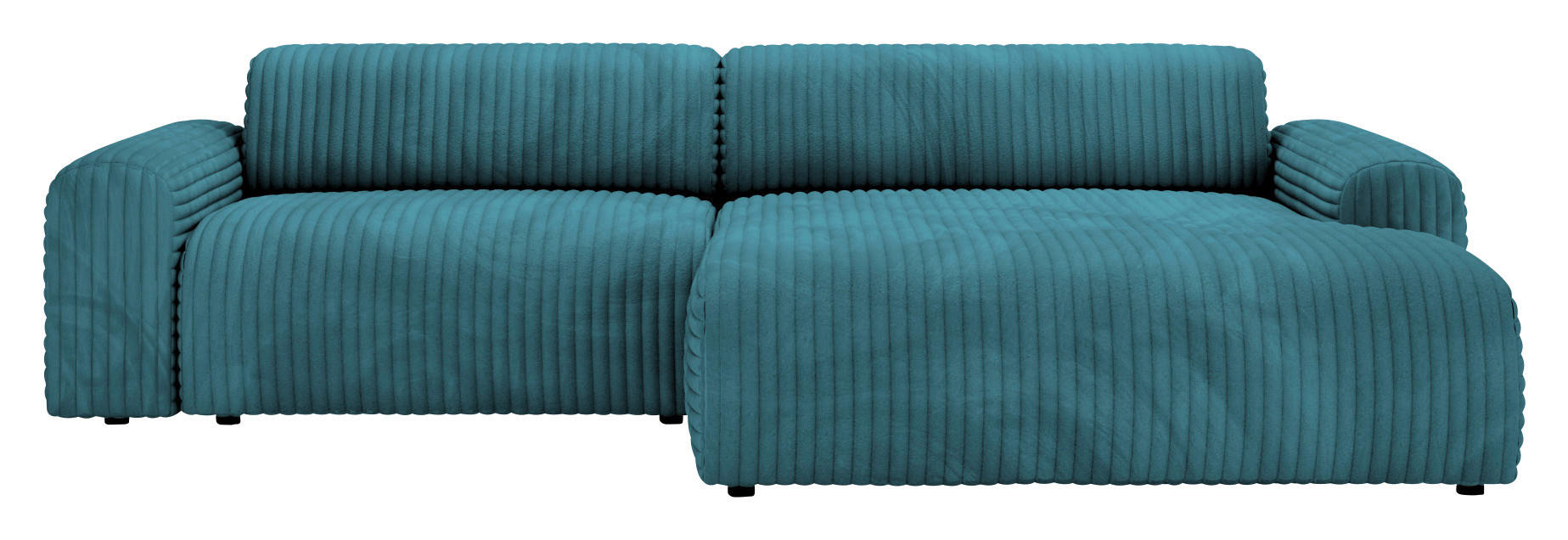 ECKSOFA in Cord Türkis  - Türkis/Schwarz, Design, Kunststoff/Textil (292/178cm) - Livetastic