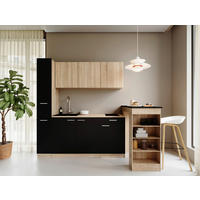 KUHINJSKI BLOK - črna/barve hrasta, Design, umetna masa/leseni material (180cm) - Respekta