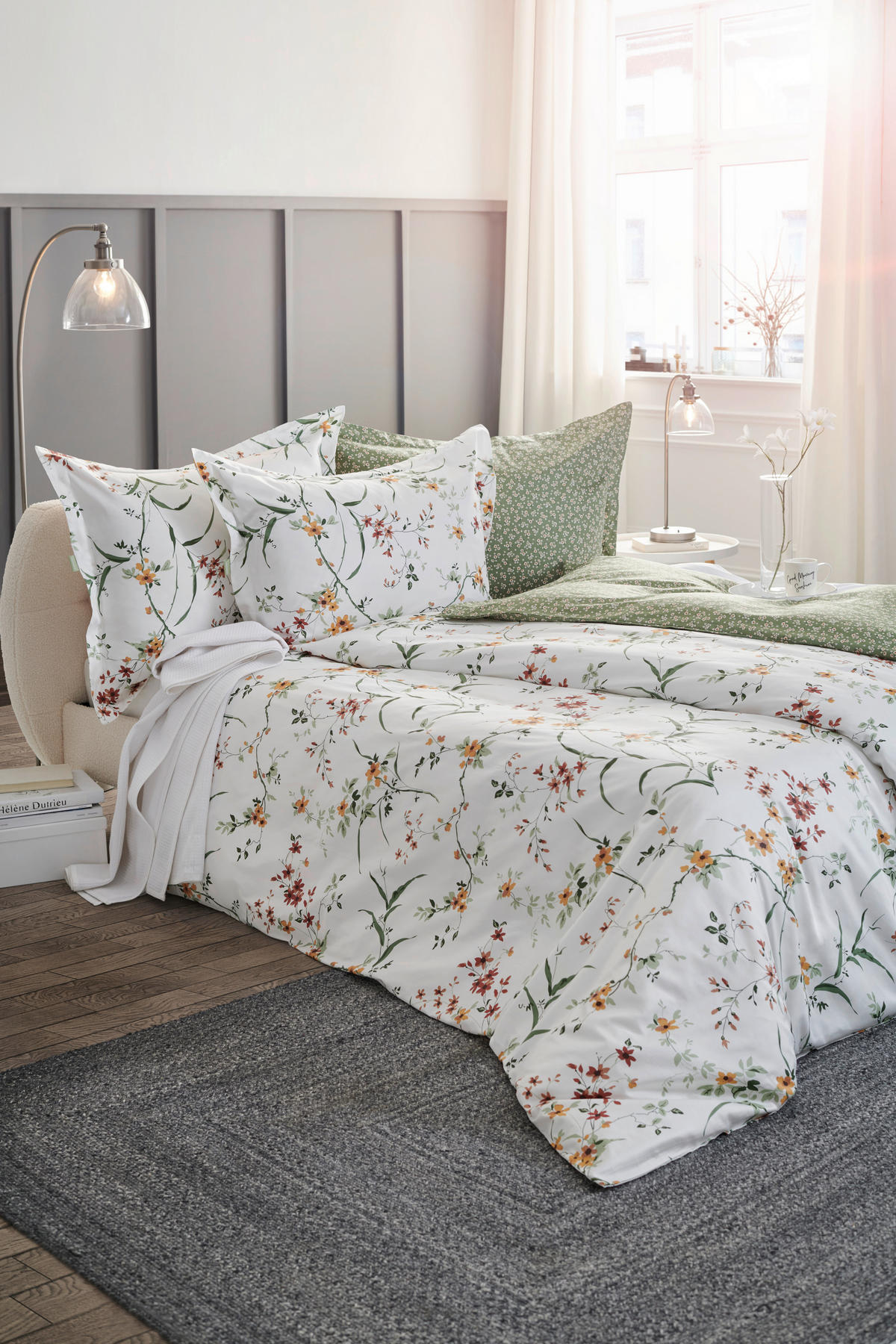 POSTELJINA FLOWERS 200/200 cm saten braon, zelena  - zelena/braon, Konvencionalno, tekstil (200/200cm) - Esposa