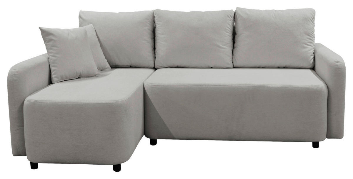 ECKSOFA STERN Taupe Bouclé Zierkissen, Rückenkissen, Bettkasten  - Taupe/Schwarz, Design, Kunststoff/Textil (152/207cm) - MID.YOU