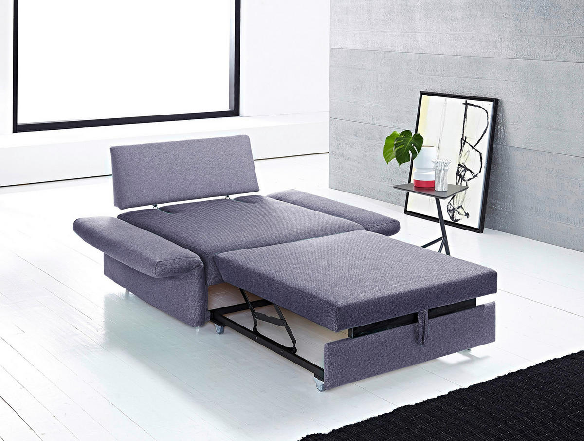 SCHLAFSESSEL in Flachgewebe Violett  - Chromfarben/Violett, Design, Textil/Metall (116/77-88/110-120cm) - Bali